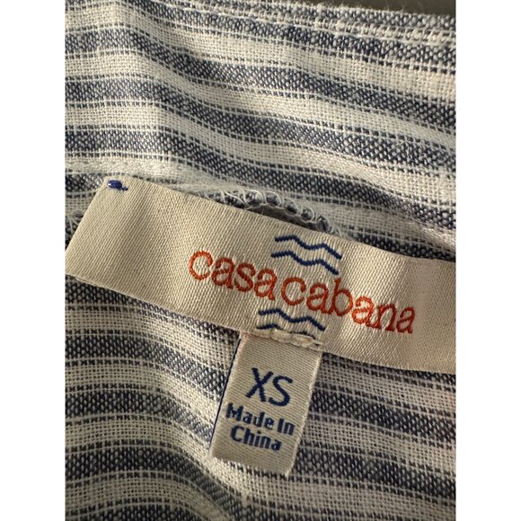 Striped Blue & White Maxi Tiered Sleeveless Dress - Casa Cabana XS - Picture 4 of 4